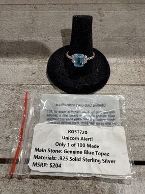 NWOT Ring Bomb Unicorn Alert Genuine Blue Topaz Sterling Silver Ring